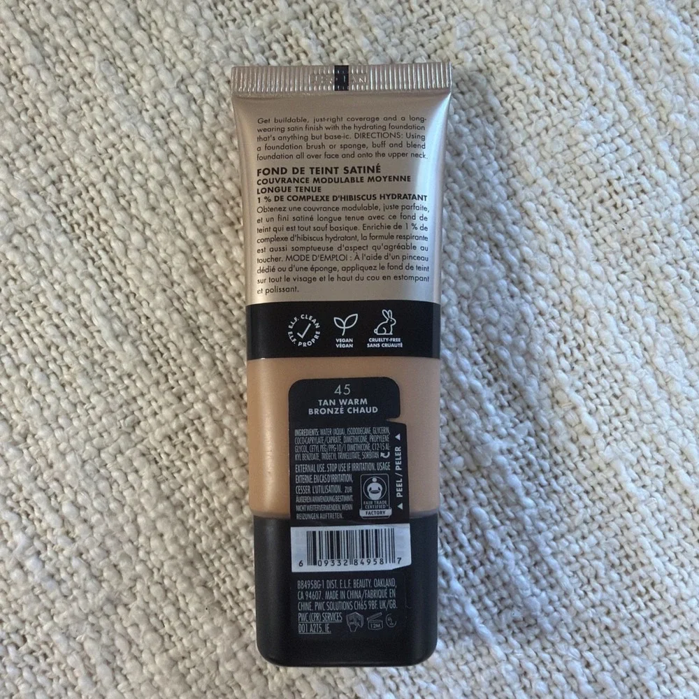 e.l.f. Soft Glam Satin Foundation - 45 Tan Warm  - 1 fl oz New